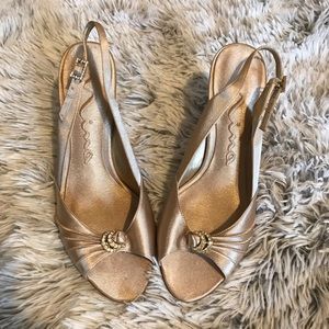 Nina women’s Gold sling back sandals heels